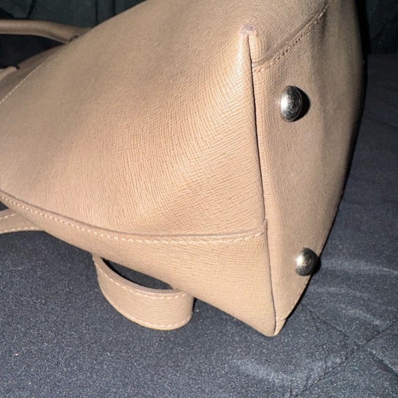 Furla Cognac Dome Leather Handbag | Silver Hardware Crossbody + Top Handles Tan - Picture 10 of 15